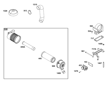 Part Location Diagram of 846832 Briggs and Stratton Bracket-air cleaner